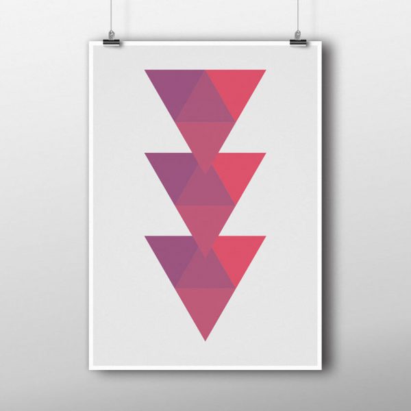 Geometric triangle poster hanging up